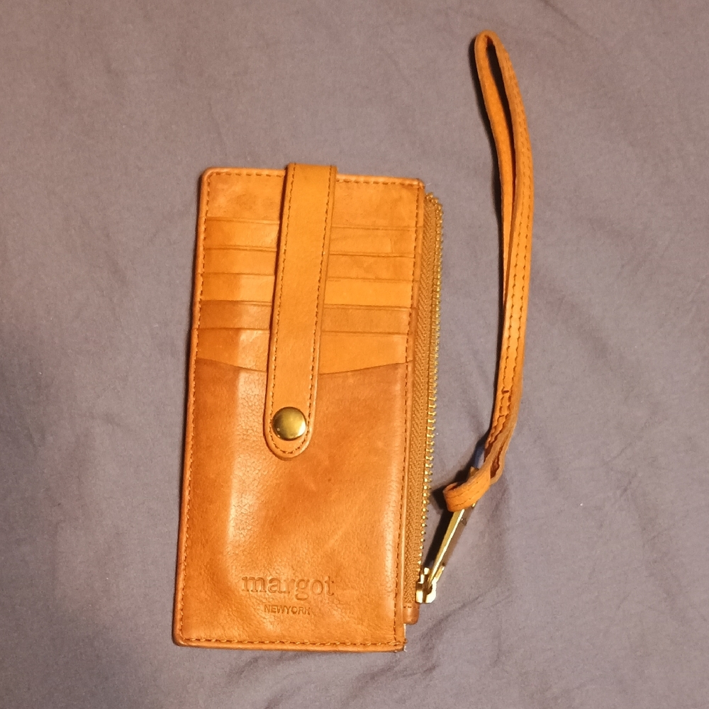 Margot Caramel Leather Wristlet